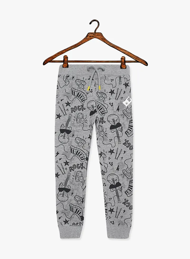 Boys Music Themed Sweatpants Grey