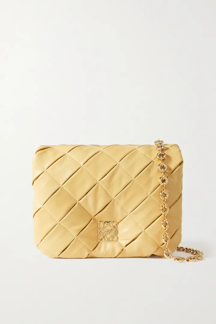 Loewe - Puffer Goya Quilted Padded Leather Down Shoulder Bag - Cream