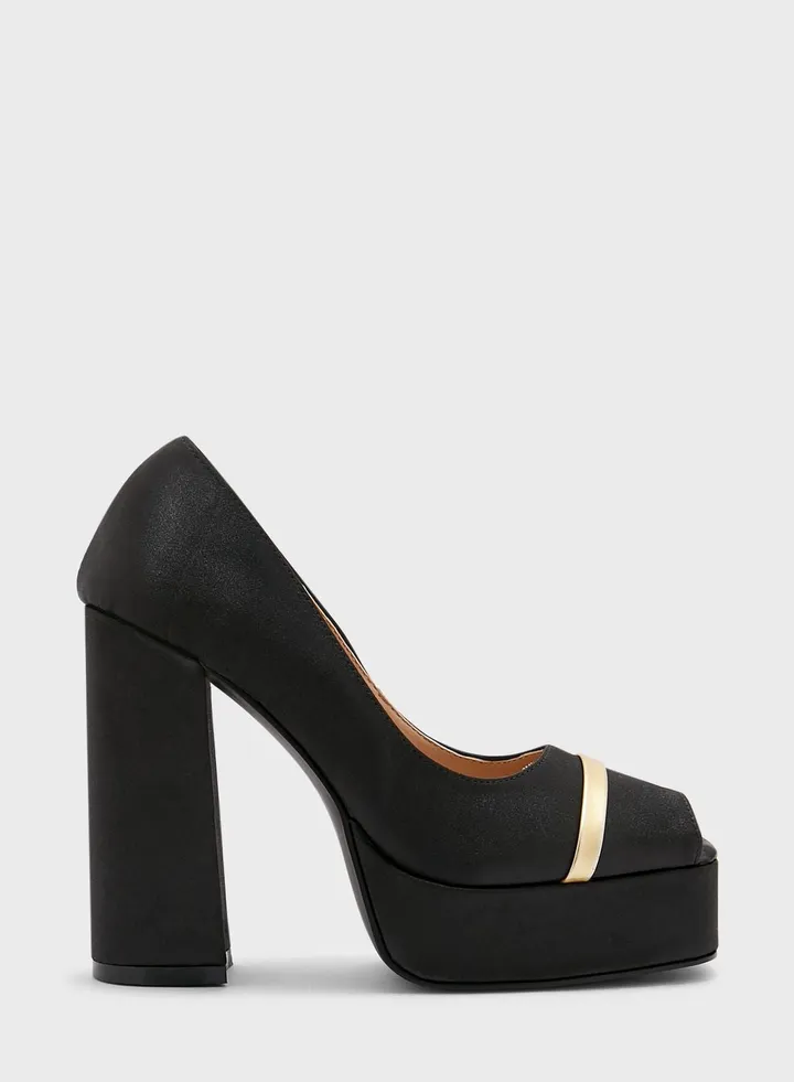 Peep-toe Satin Platform Pump