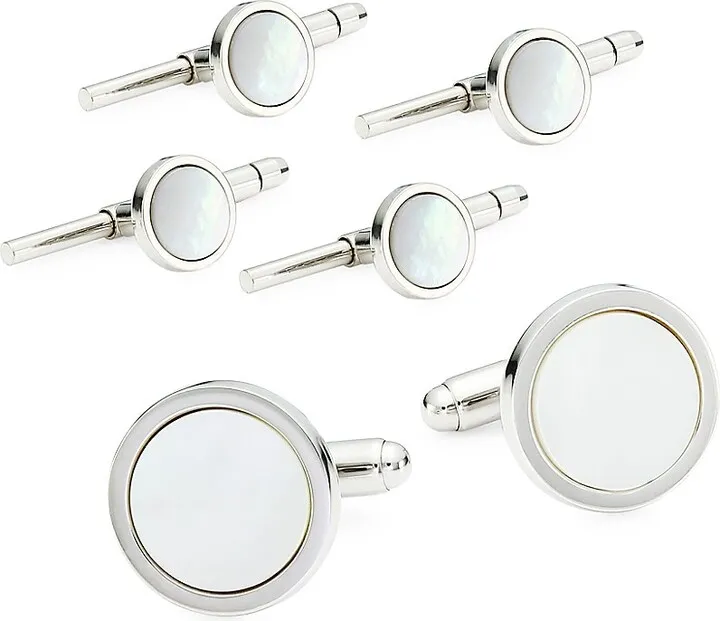 3-Pair Sterling Silver & Mother Of Pearl Cufflink