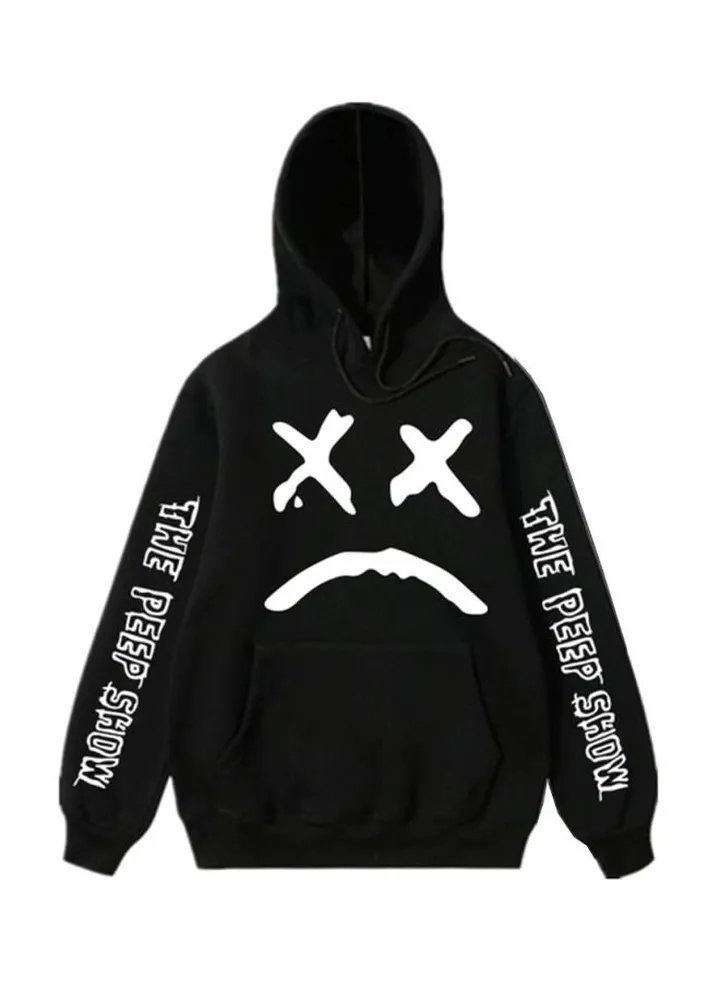 Printed Cotton Hooded Sweatshirt Black/White