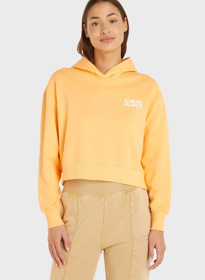 Logo Knitted Crop Hoodie