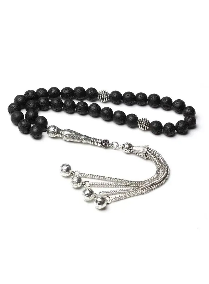 33 Pieces 10mm Black Mountain Stone Round Beads