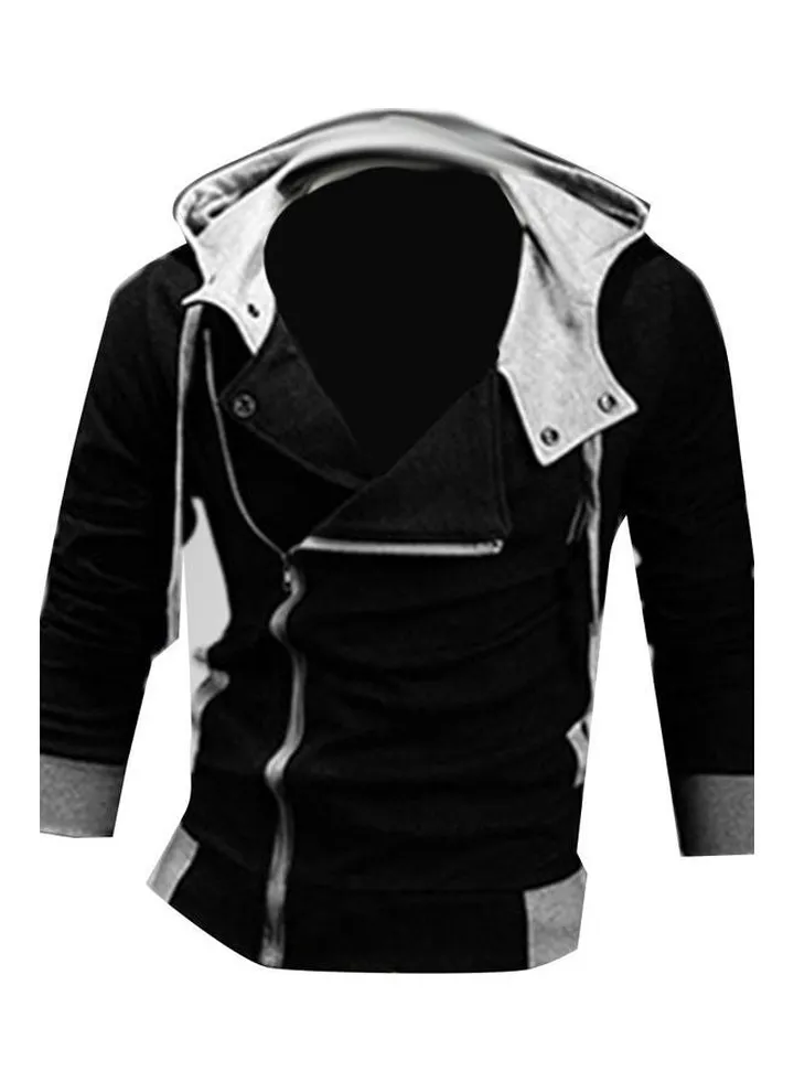 Men's Long Sleeve Side Zip Hoodie Black