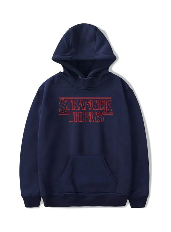 Men Fashion Stranger Things Printing Thickening Casual Pullover Dark blue