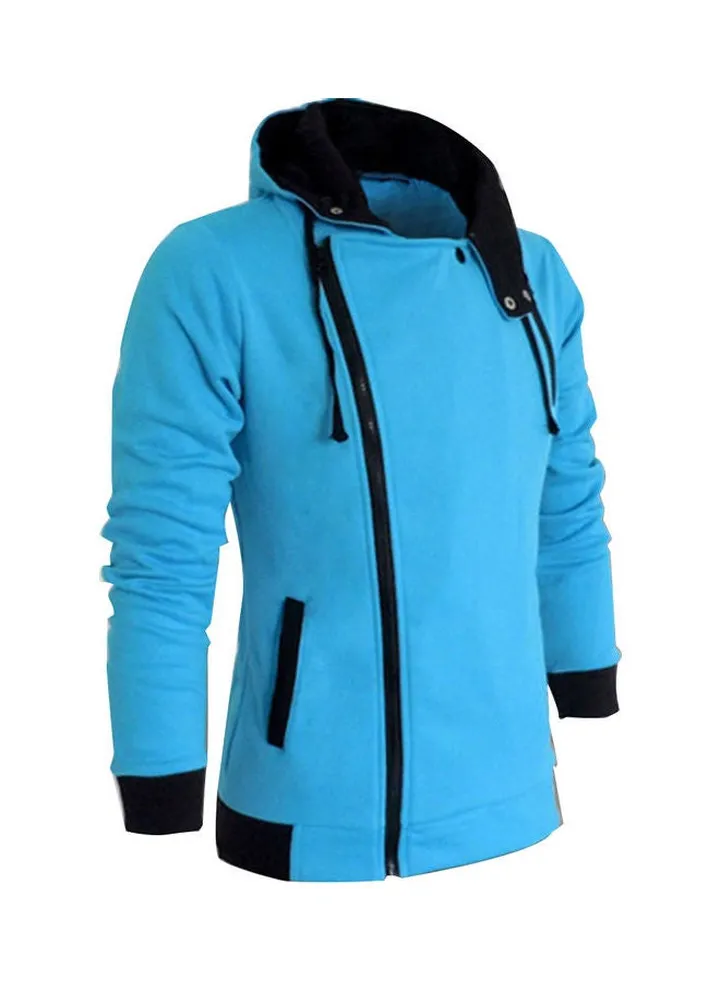 Men's Long Sleeve Side Zip Hoodie Light Blue