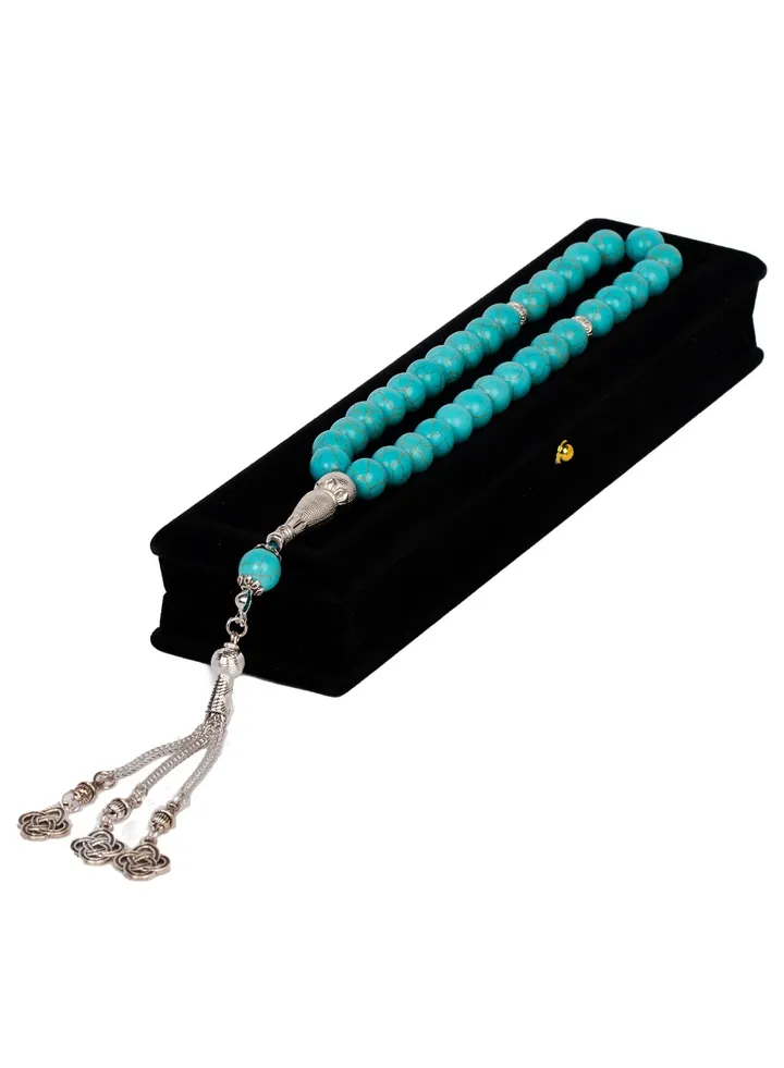 Light green turquoise rosary veined with grey