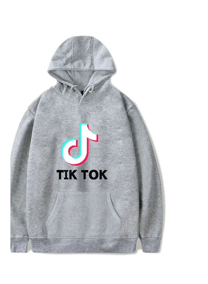 Tik Tok Printed Hoodie Grey/White/Black