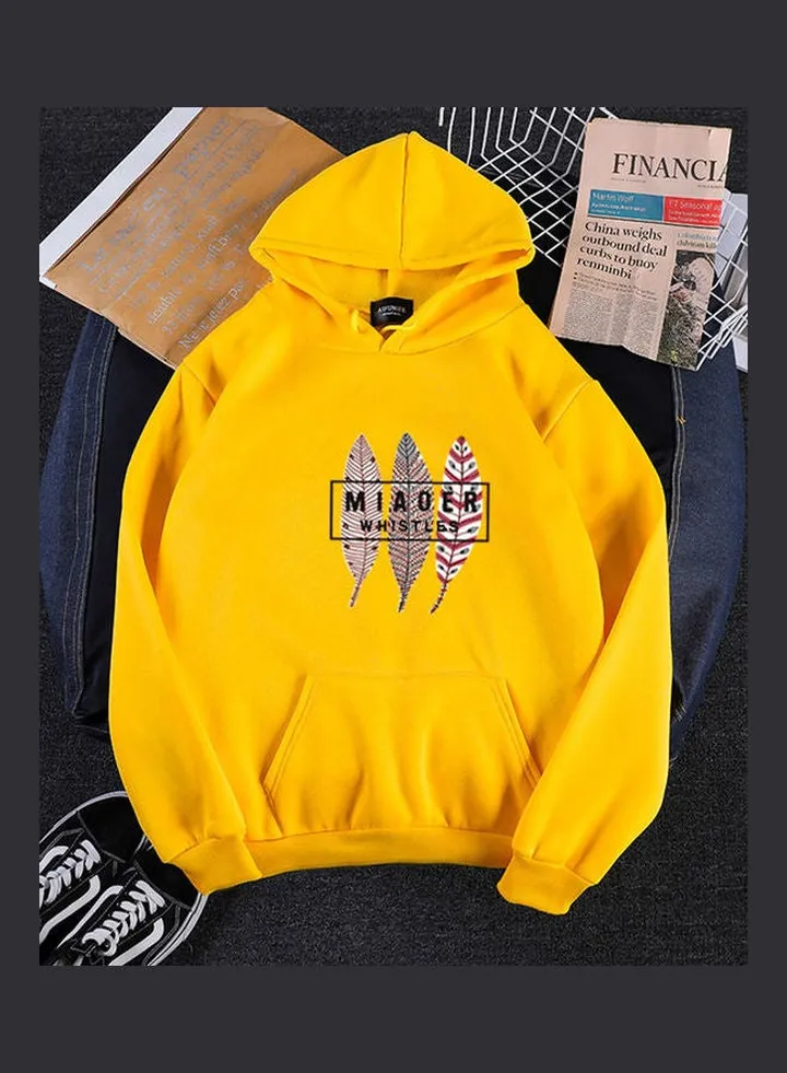 Loose Pullover Hoodie Yellow