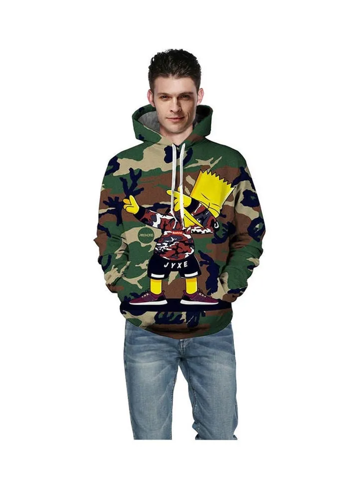 3D Graphic Printed Hoodie Green/Yellow/Black