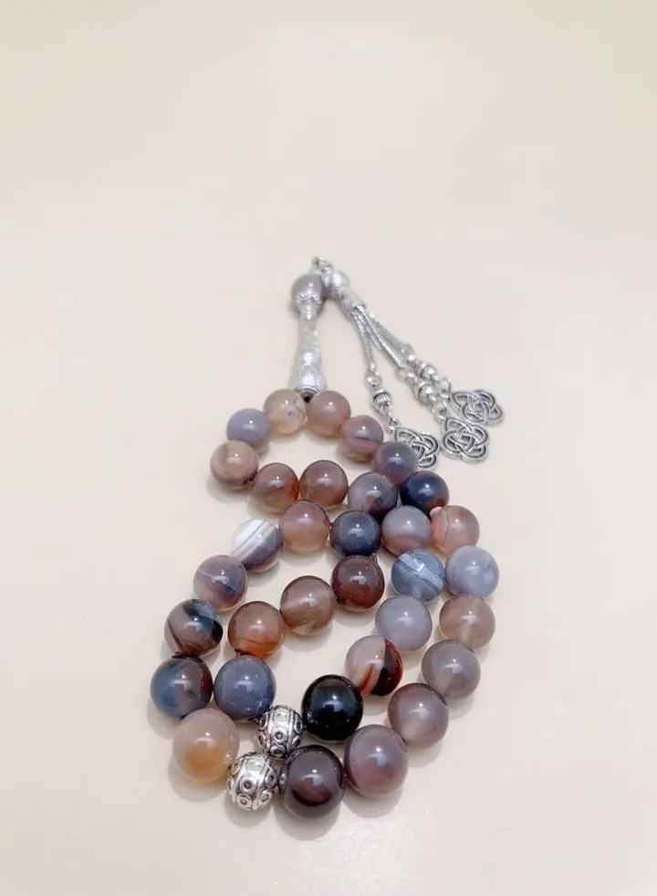 33 Natural Agate Prayer Beads Tasbih/10mm
