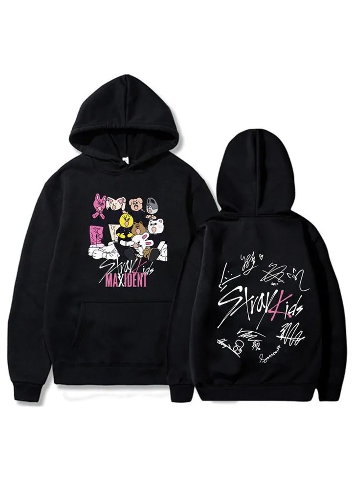Stray Kids Long Sleeve Thin Hoodie Black