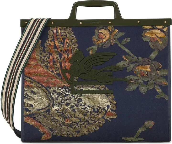 Logo-Embroidered Jacquard Tote