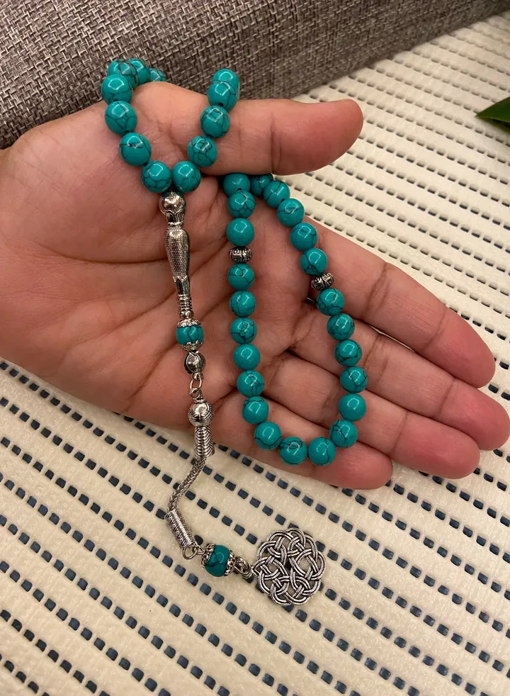 Natural Turquoise Stone Prayer Beads For Men 33 Beads Size 10mm
