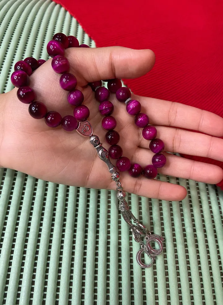 Natural Tiger Eye Prayer Beads For Women 37 Beads Size 10.4mm
