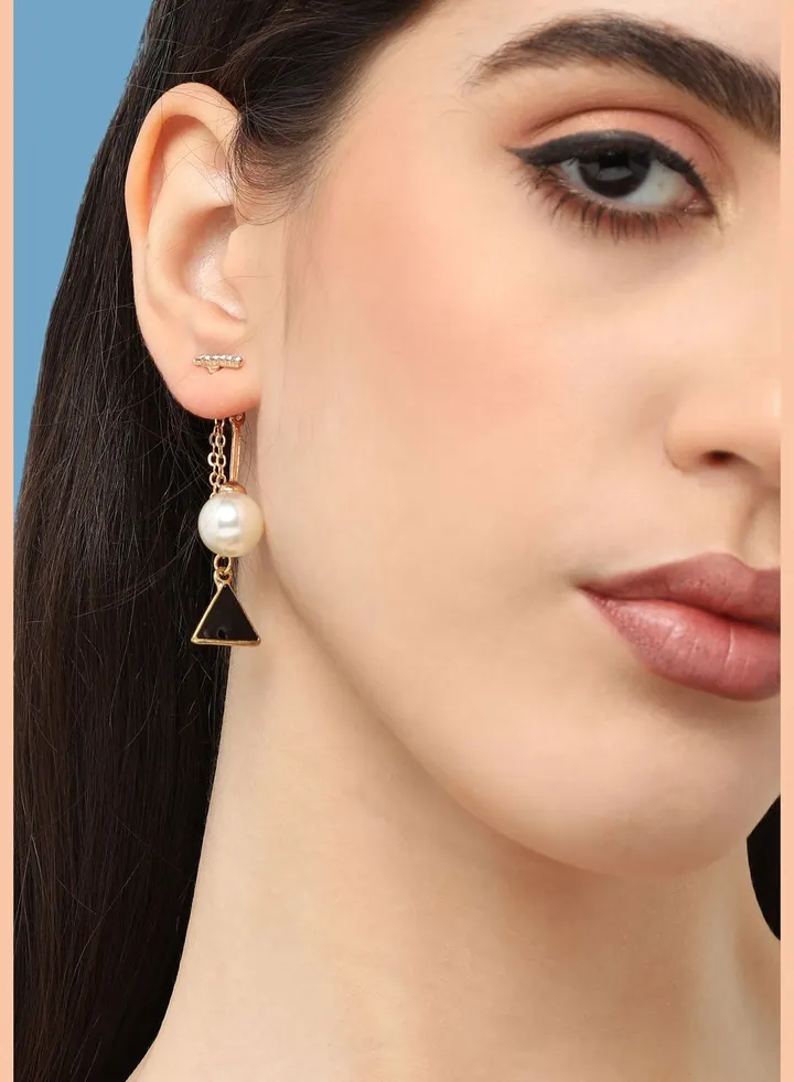 Gold Plated Pearls Casual Drop Earring For Women
