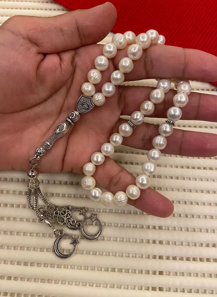 100% Natural Pearl Prayer Beads For Men 45 Beads Size 8.3mm