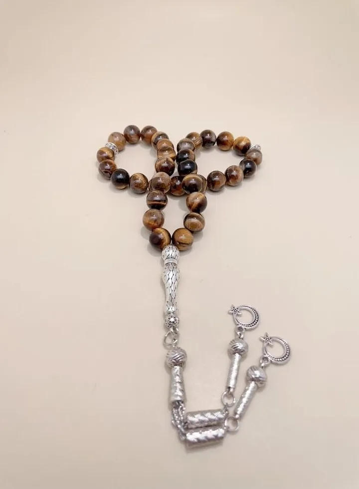 33Natural Tiger Eye Stone Rosary Beads/Tasbih/12mm