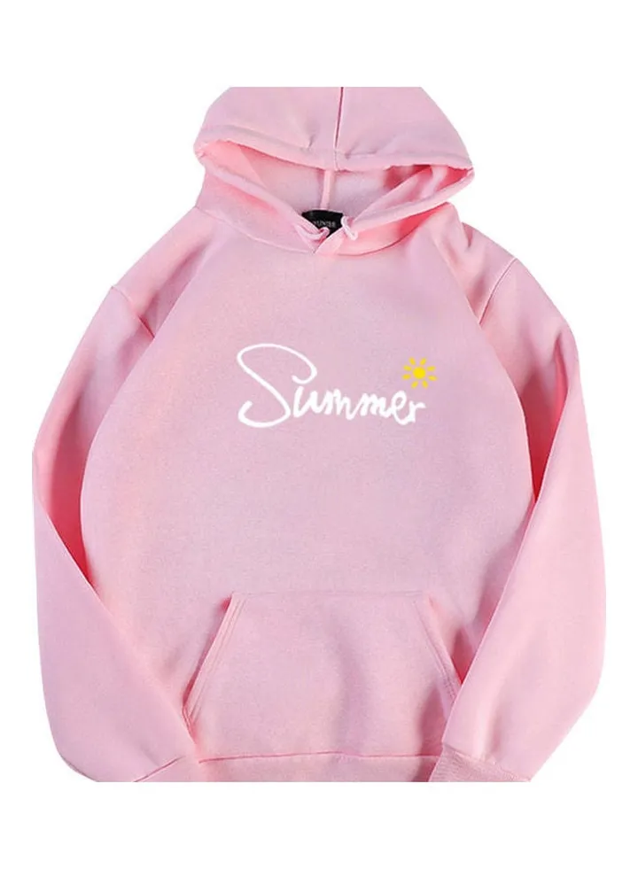 Loose Pullover Hoodie Pink
