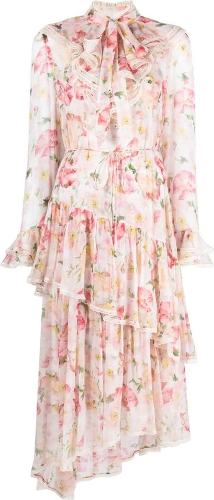 Coaster tiered silk-chiffon midi dress