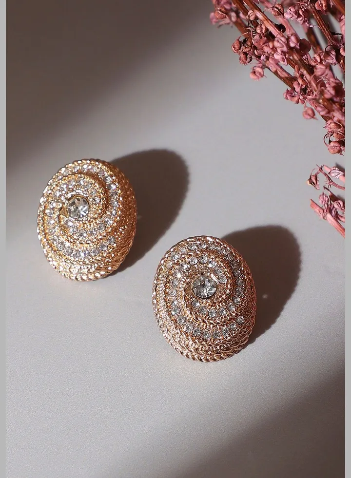 Gold Plated Designer Stone Party Wear Stud For Women