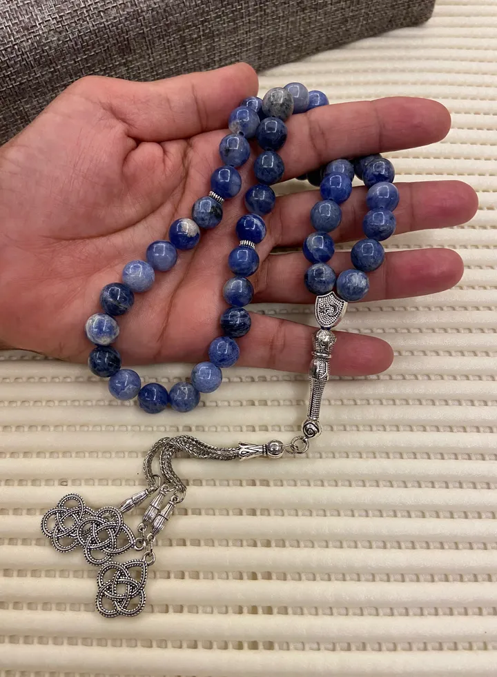 Natural Sodalite Stone Prayer Beads For Men 45 Beads Size 10.5mm
