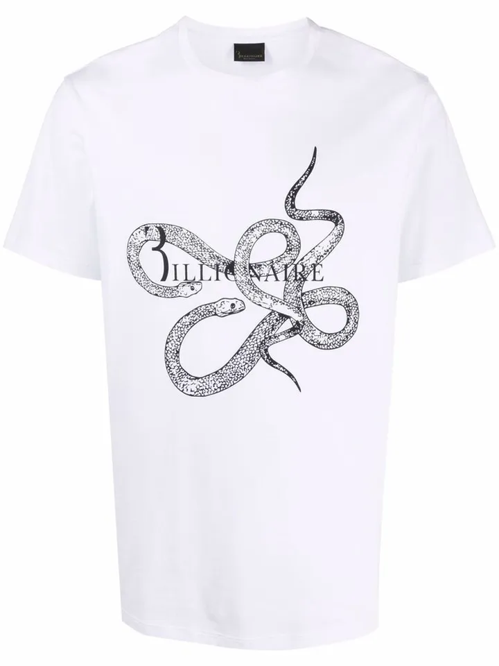 snake-print logo T-shirt