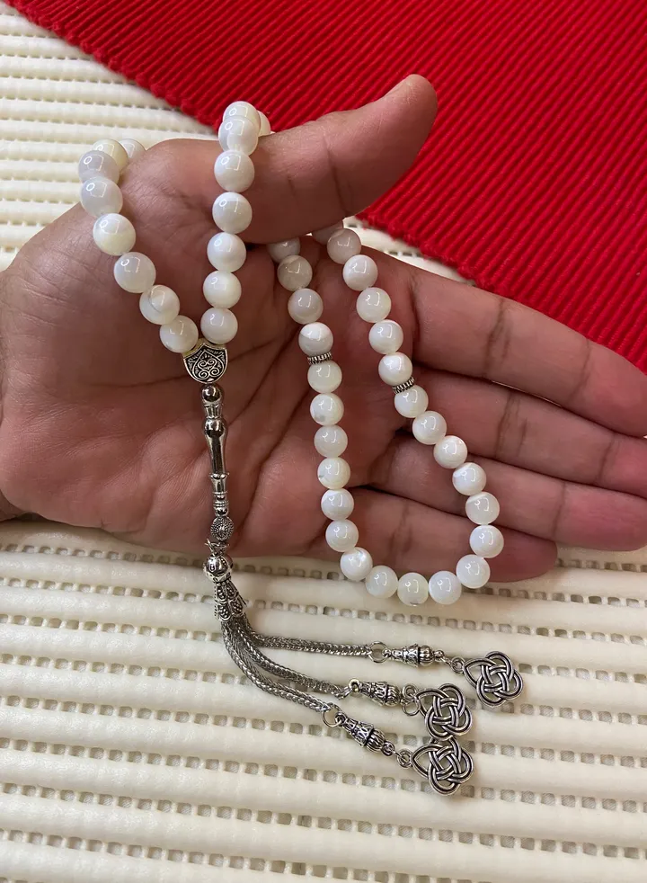 Natural Seashell Prayer Beads For Men 51 Beads Size 7.7mm