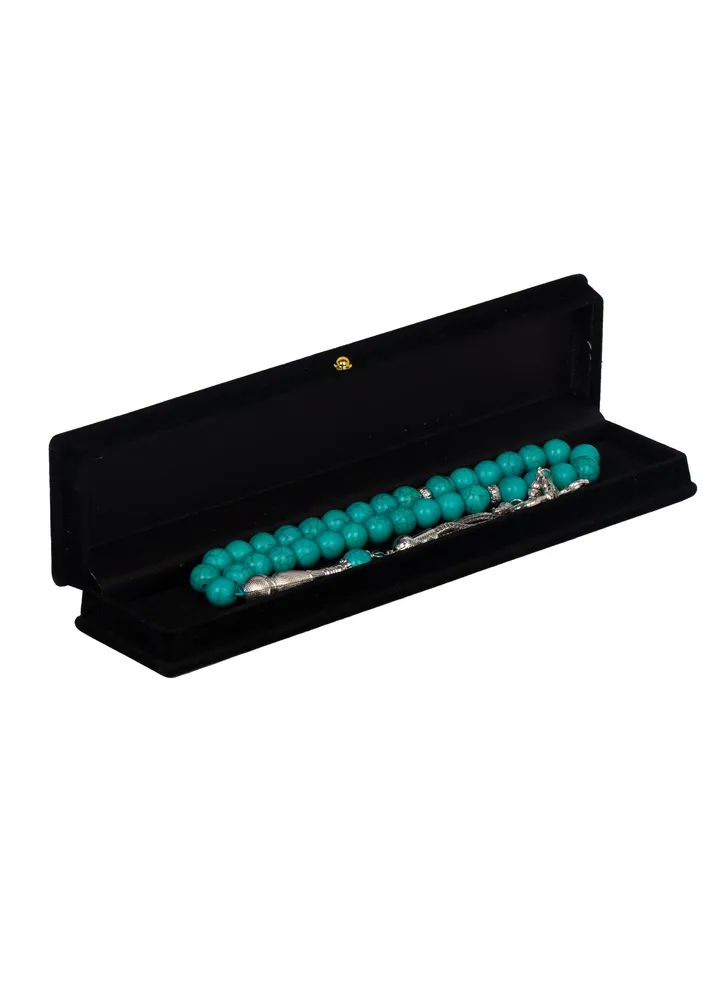 Dark green turquoise rosary veined with grey