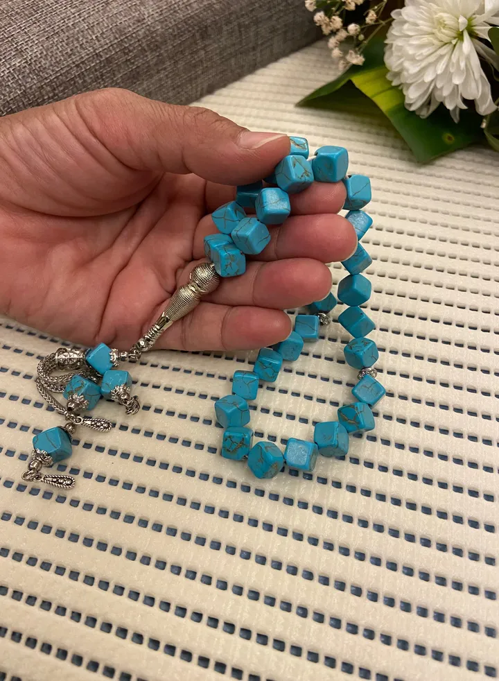 Natural Turquoise Stone Prayer Beads For Men 33 Beads Size 10mm