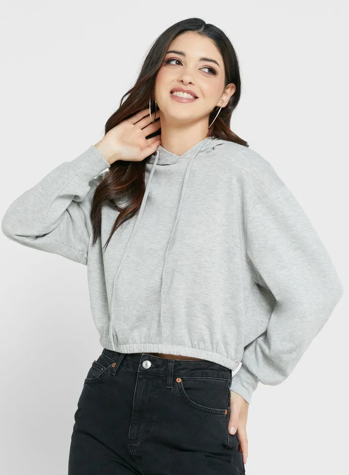 Drawstring Detail Knitted Hoodie