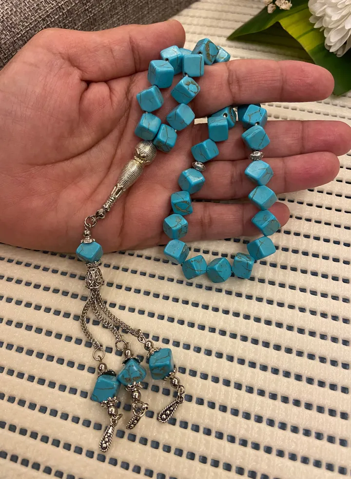 Natural Turquoise Stone Prayer Beads For Men 33 Beads Size 10mm