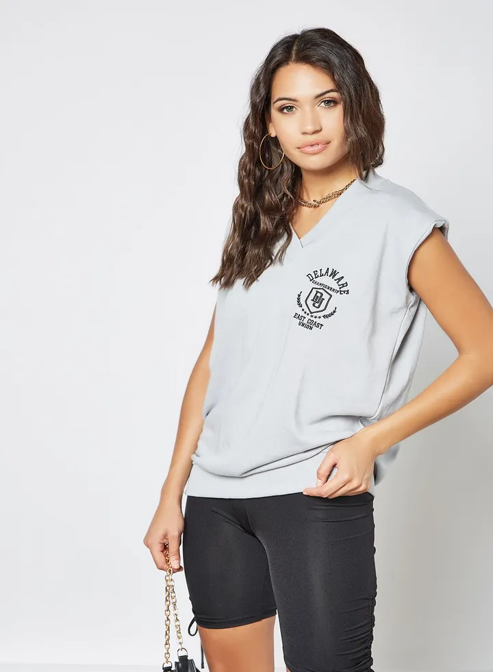 Oversized Varsity Sweatshirt Grey