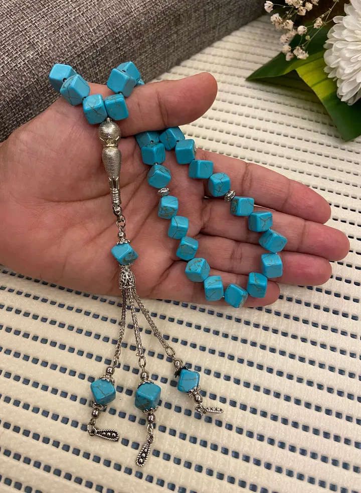 Natural Turquoise Stone Prayer Beads For Men 33 Beads Size 10mm