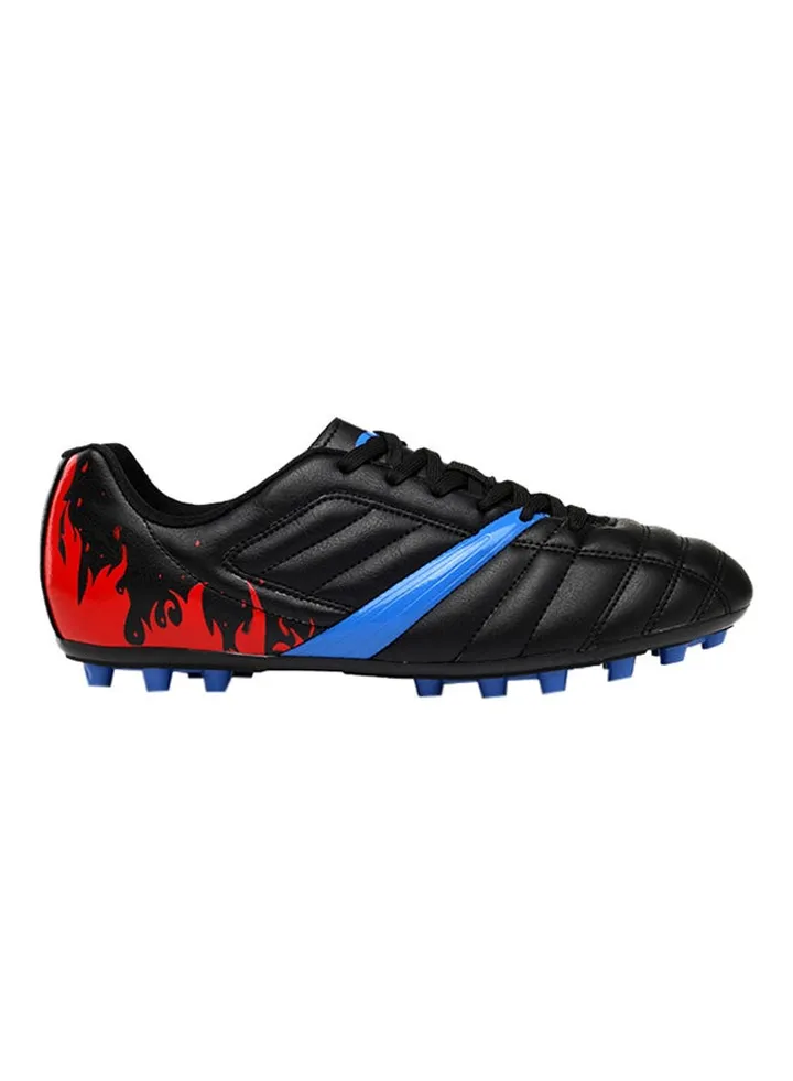 Low Top Synthetic Lace Up Football Sneakers Black