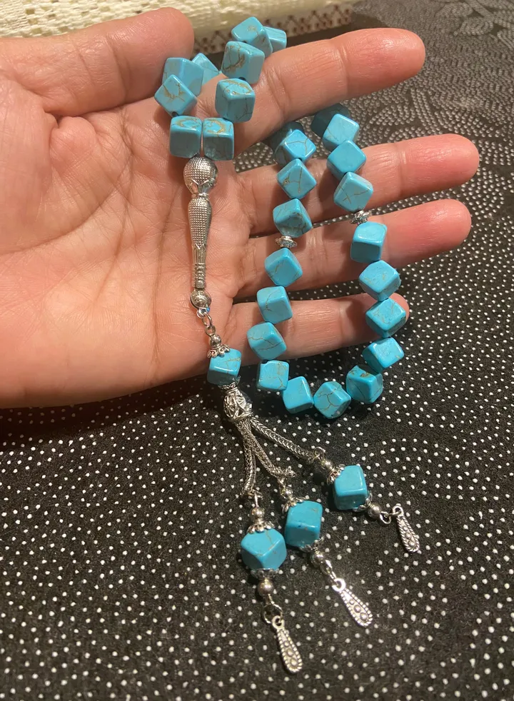Natural Turquoise Stone Prayer Beads For Men 33 Beads Size 8mm