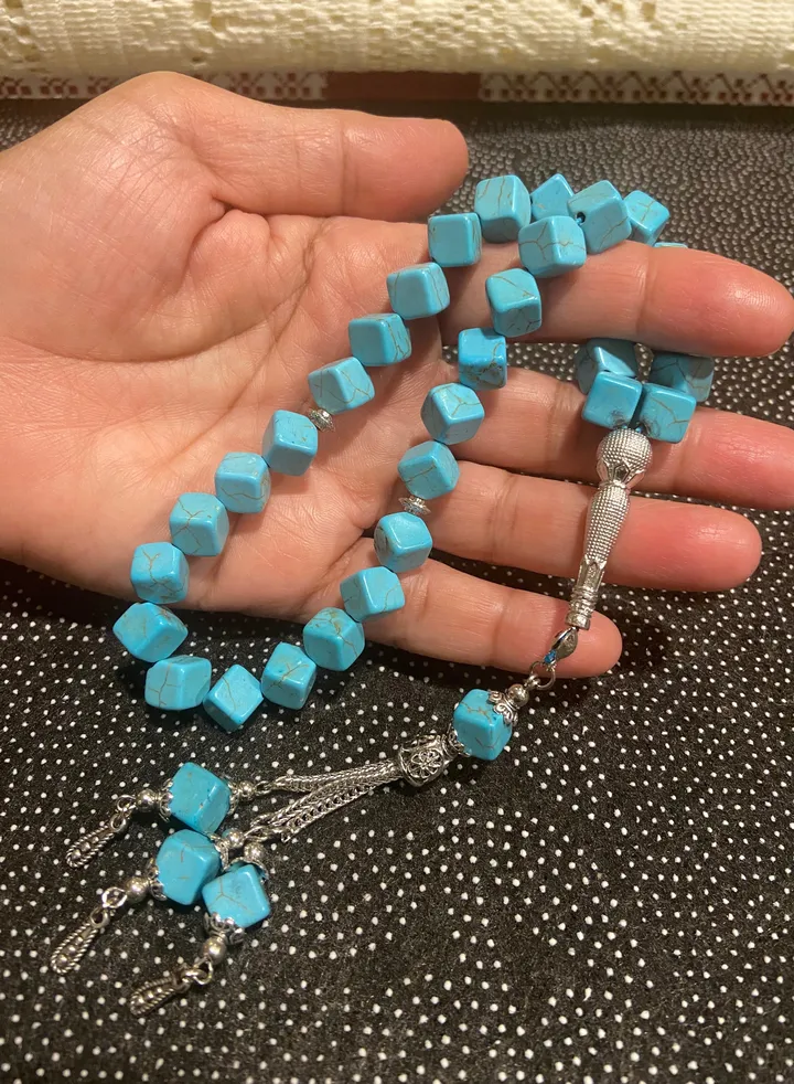 Natural Turquoise Stone Prayer Beads For Men 33 Beads Size 8mm
