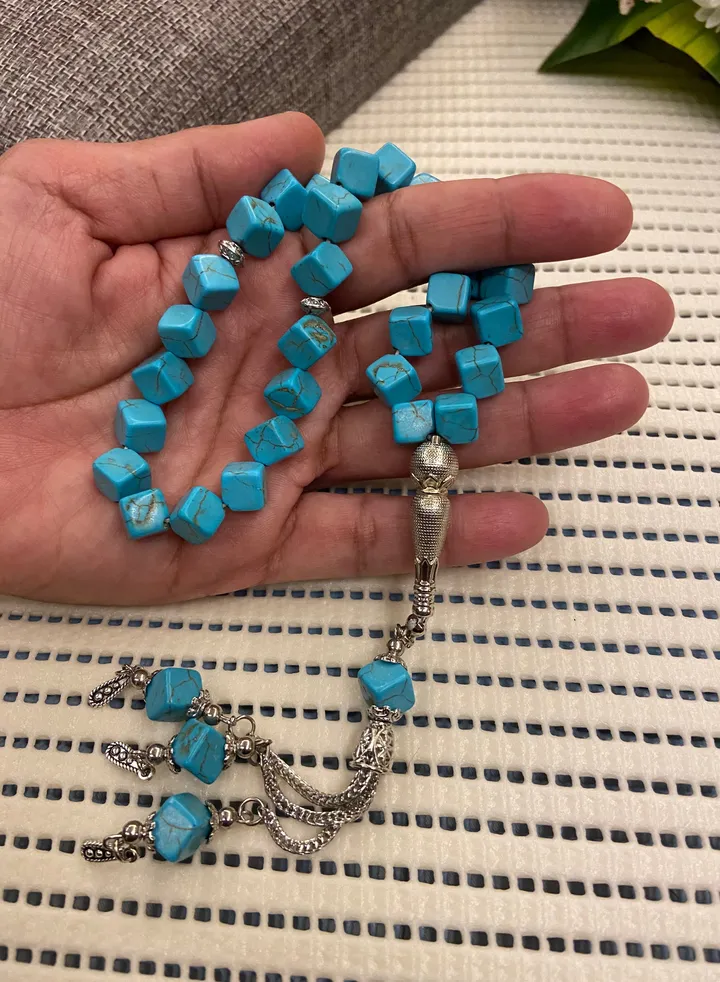 Natural Turquoise Stone Prayer Beads For Men 33 Beads Size 10mm