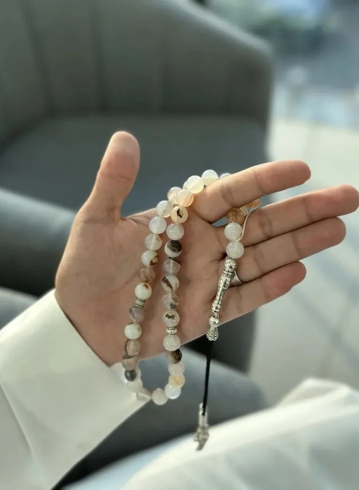 Turkish silver Karkosha agate rosary