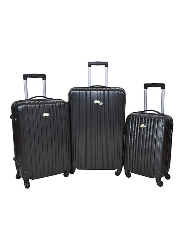 3-Piece Hardside Luggage Trolley Set Black