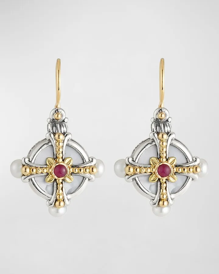 Hestia Pearl & Ruby Drop Earrings