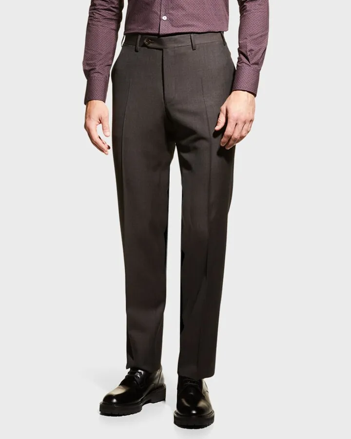 Men's Flat-Front Melange Trousers