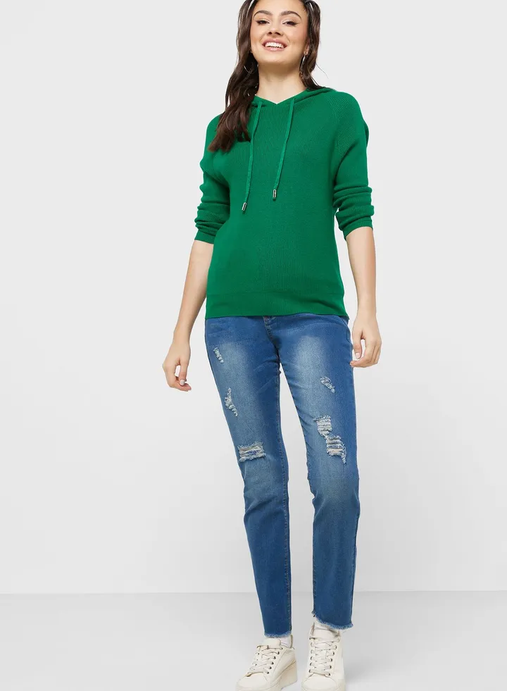 Cutout Detail Mom Jeans