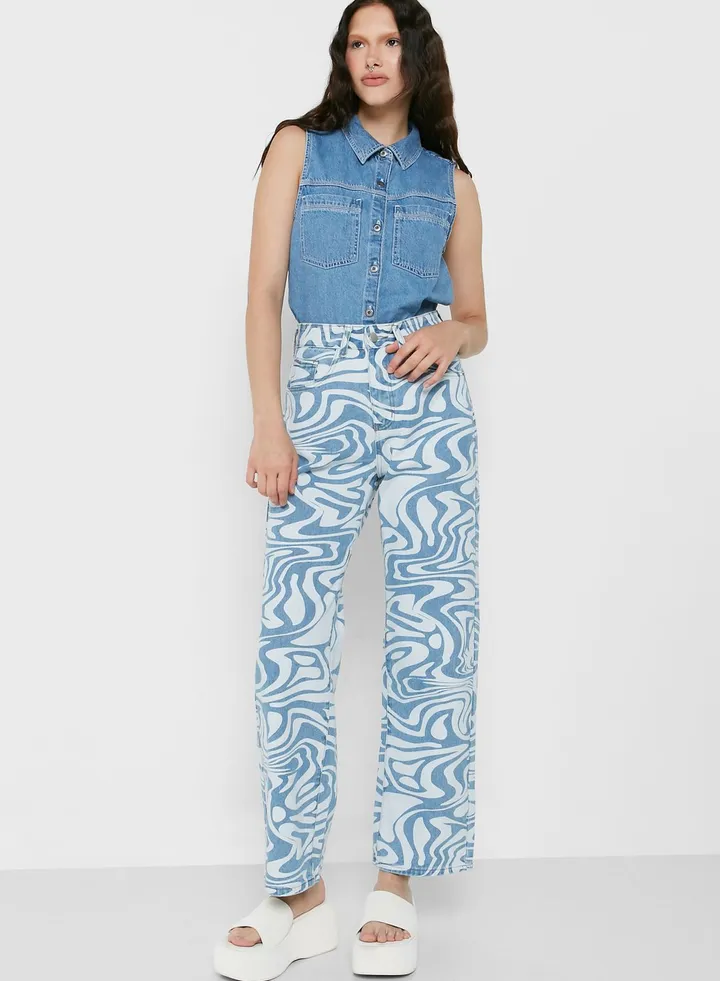 Printed Mom Jeans