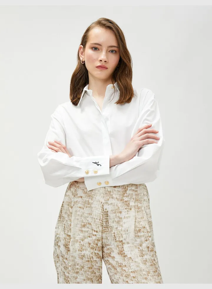 Sleeve Detail Cotton Shirt