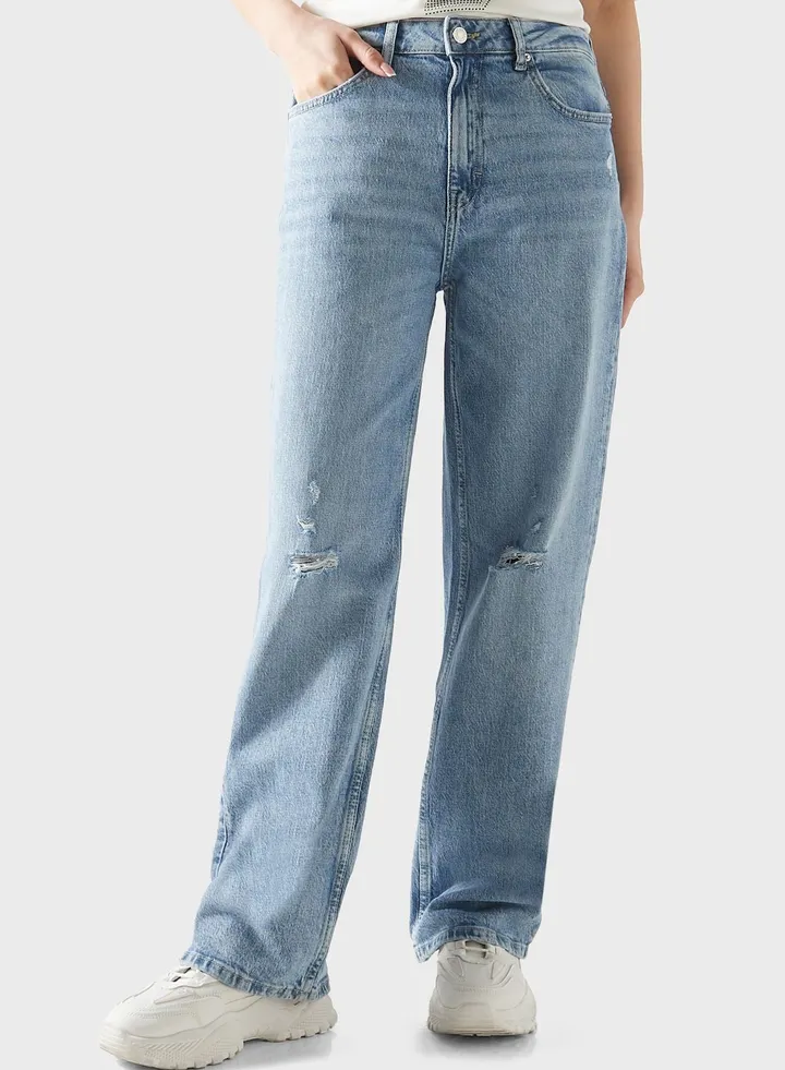 Pocket Detail High Waist Jeans