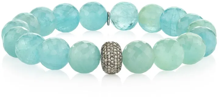 10mm Aquamarine & 1-Donut Diamond Bracelet