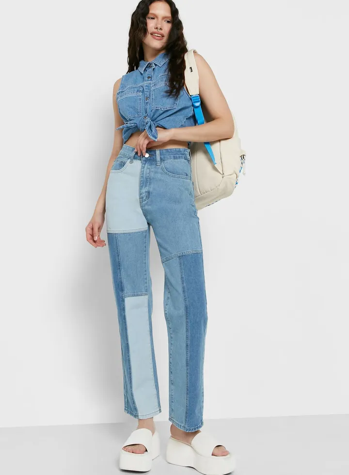 Colorblock Mom Jeans