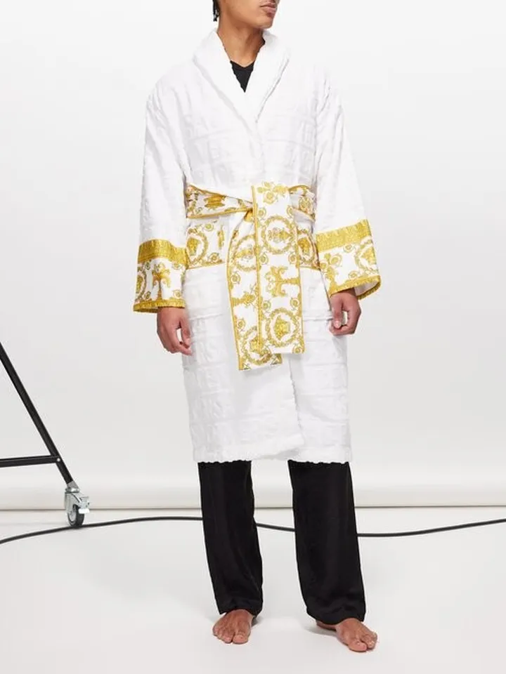 I Love Baroque Logo-jacquard Cotton Bathrobe