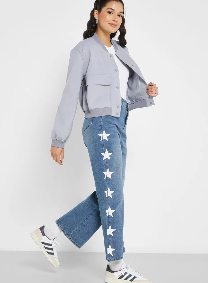Star Panel Mom Fit Jeans
